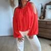 Blouse corail épaules dénudées - Modèle Meline