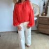 Blouse corail épaules dénudées - Modèle Meline