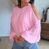 Blouse rose épaules dénudées - Modèle Meline