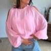 Blouse rose épaules dénudées - Modèle Meline