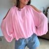 Blouse rose épaules dénudées - Modèle Meline