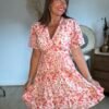 Robe courte fleurie rose - Modèle Victoire