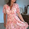 Robe courte fleurie rose - Modèle Victoire