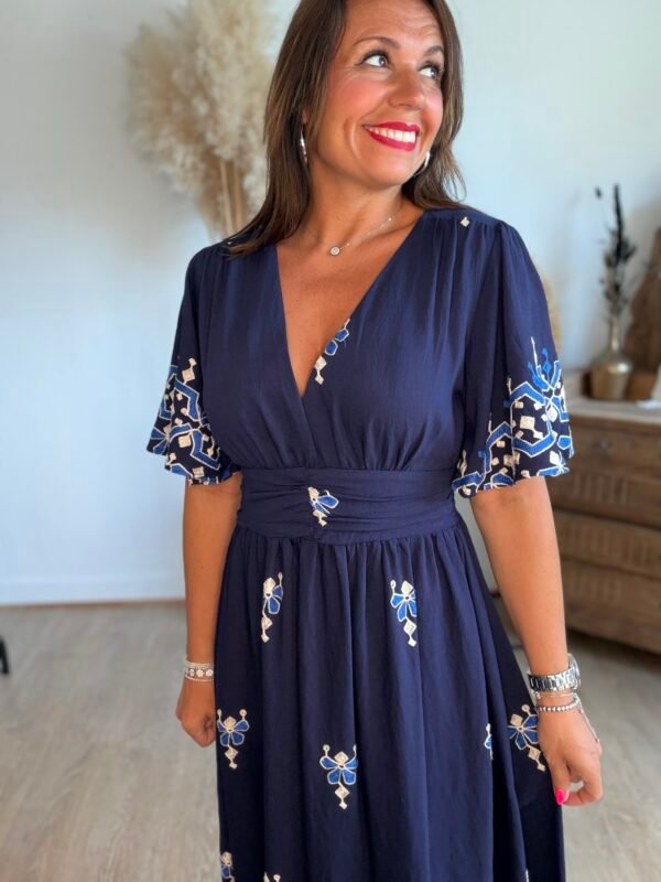 Robe longue imprimé marine - Modèle Marina