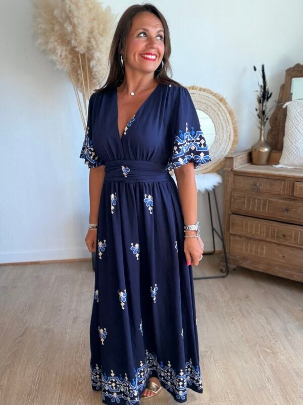 Robe longue imprimé marine - Modèle Marina