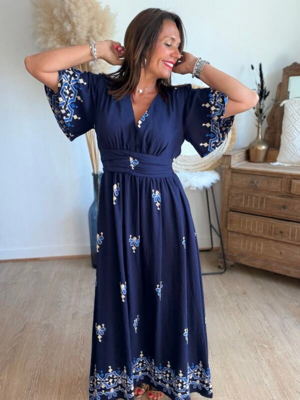 Robe longue imprimé marine - Modèle Marina