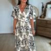 Robe longue imprimé kaki - Modèle Cachemire