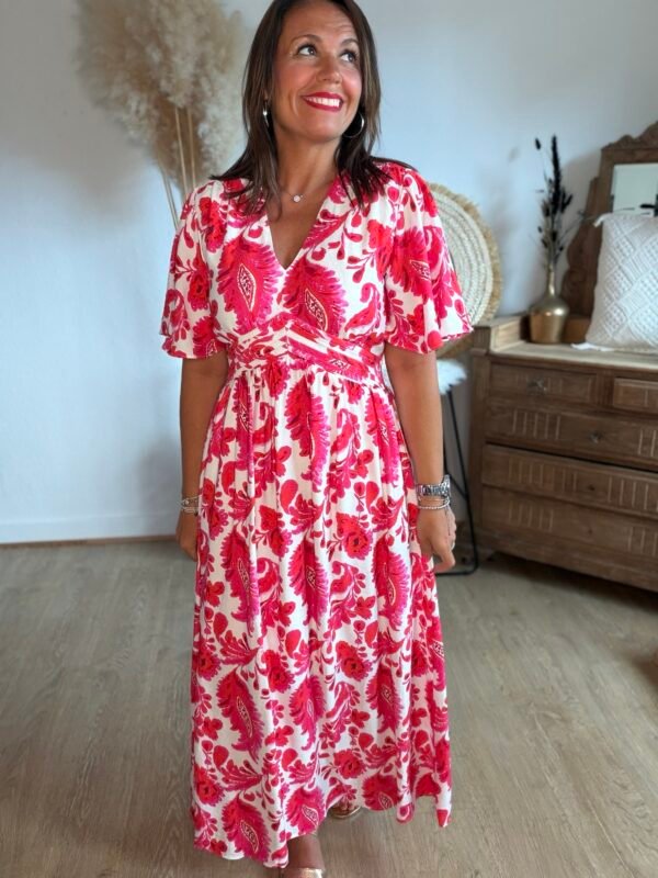 Robe longue imprimé fushia - Modèle Maddy