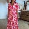 Robe longue imprimé fushia - Modèle Maddy