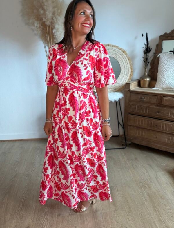 Robe longue imprimé fushia - Modèle Maddy