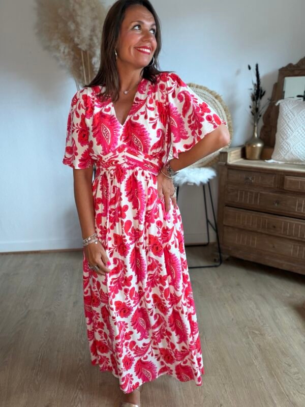 Robe longue imprimé fushia - Modèle Maddy