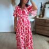Robe longue imprimé fushia - Modèle Maddy