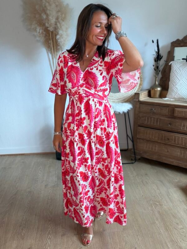 Robe longue imprimé fushia - Modèle Maddy