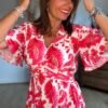 Robe longue imprimé fushia - Modèle Maddy