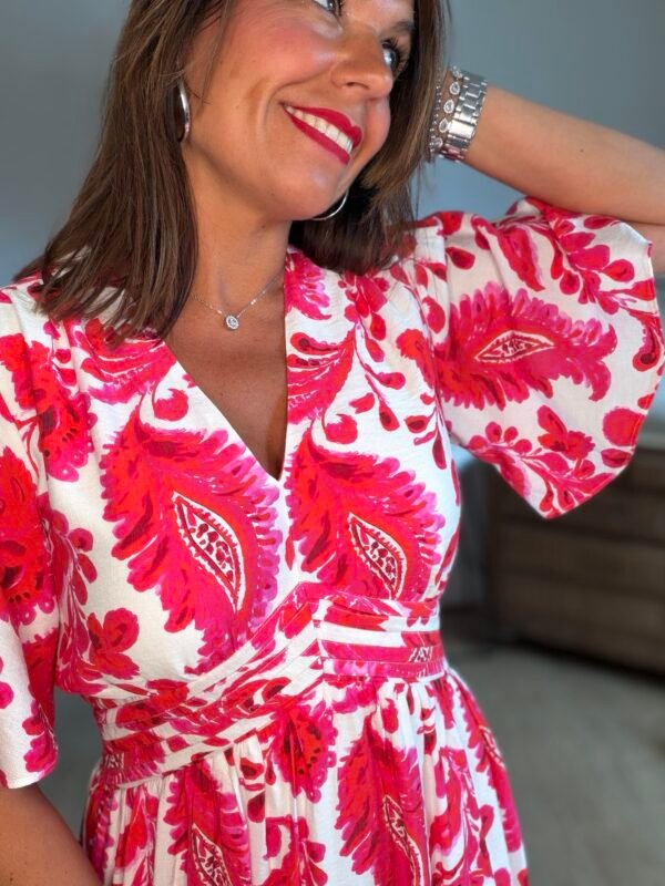 Robe longue imprimé fushia - Modèle Maddy