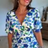Robe longue imprimé bleu royal - Modèle Julia