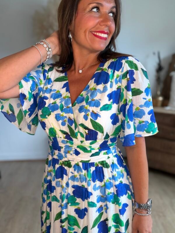 Robe longue imprimé bleu royal - Modèle Julia