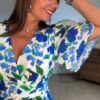 Robe longue imprimé bleu royal - Modèle Julia