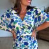 Robe longue imprimé bleu royal - Modèle Julia
