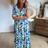 Robe longue imprimé bleu royal - Modèle Julia