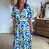 Robe longue imprimé bleu royal - Modèle Julia