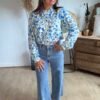 Chemise fleurie bleu - Modèle Sabrina