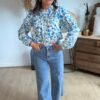Chemise fleurie bleu - Modèle Sabrina