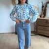 Chemise fleurie bleu - Modèle Sabrina