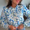 Chemise fleurie bleu - Modèle Sabrina