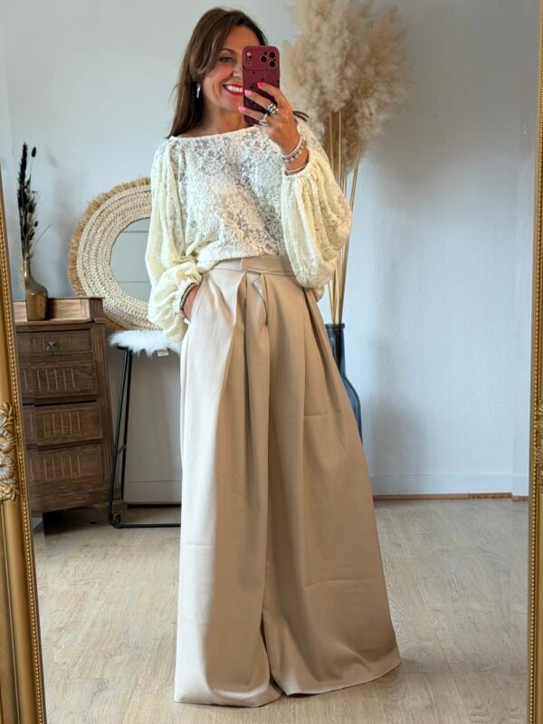 Pantalon large beige - Modèle Abby