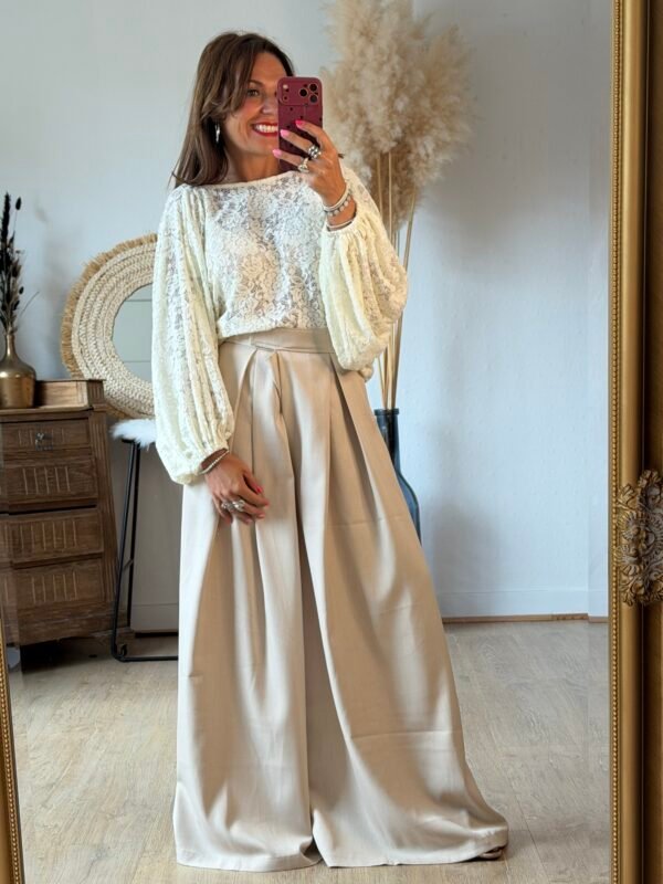 Pantalon large beige - Modèle Abby