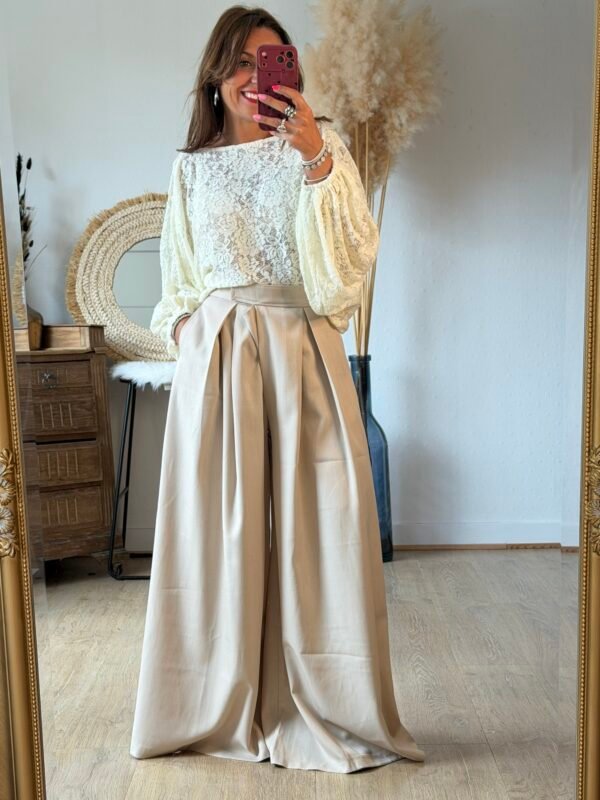 Pantalon large beige - Modèle Abby
