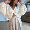 Blouse beige dentelle - Modèle Rosie