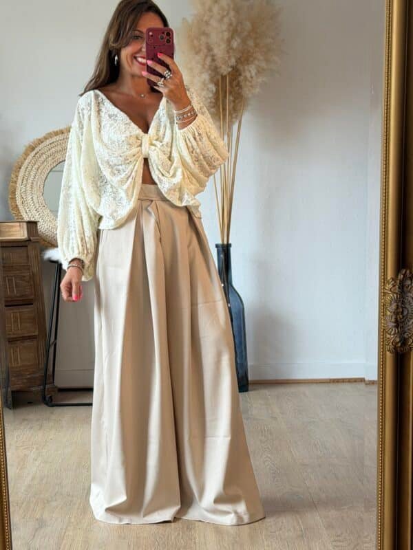 Pantalon large beige - Modèle Abby