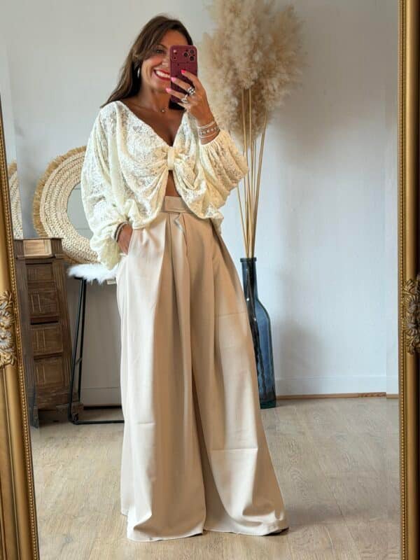 Pantalon large beige - Modèle Abby