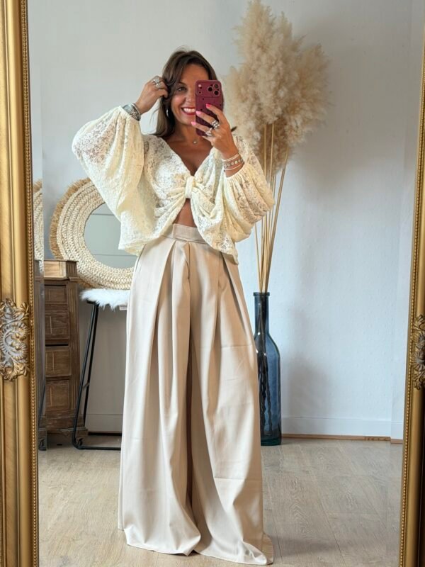 Pantalon large beige - Modèle Abby