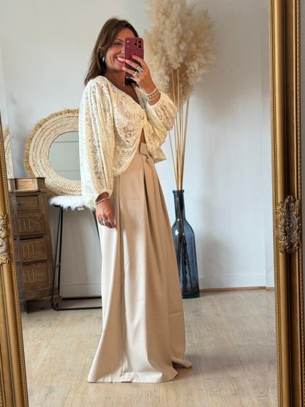 Pantalon large beige - Modèle Abby