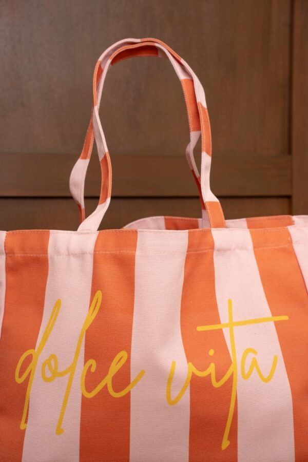Sac cabas rayé orange  - Modèle Dolce vita