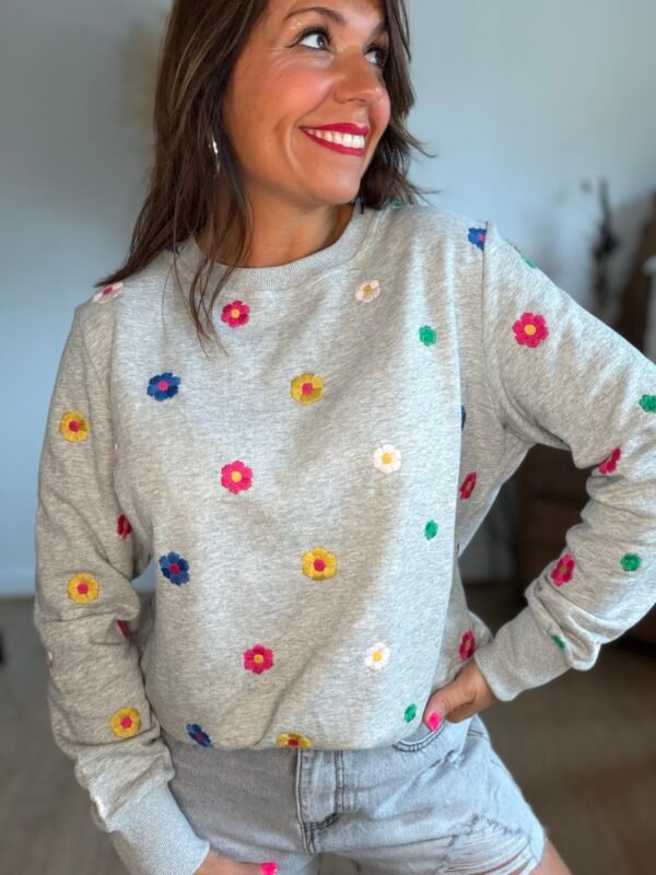 Sweat Marguerite multicolore - Modèle Manon