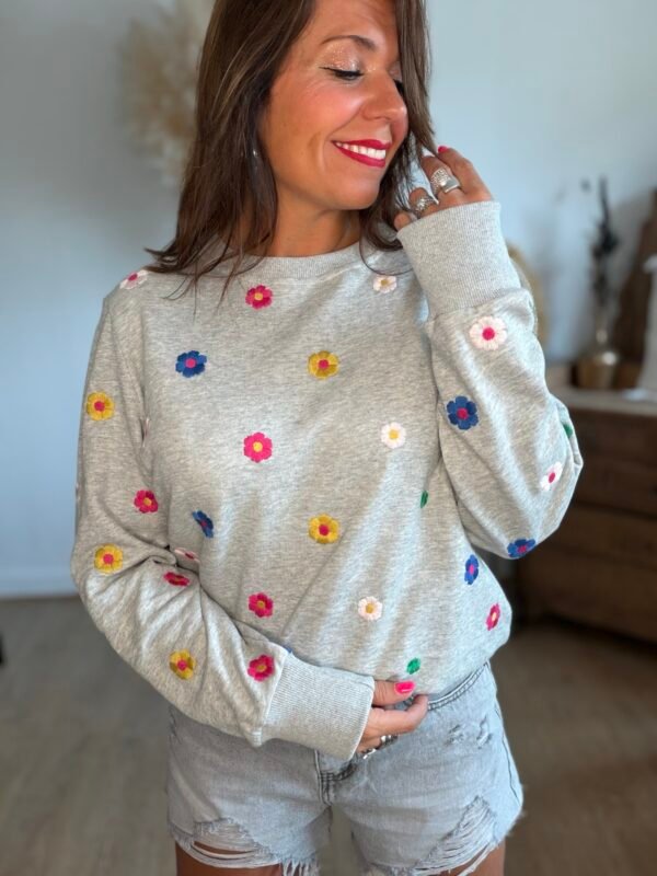 Sweat Marguerite multicolore - Modèle Manon