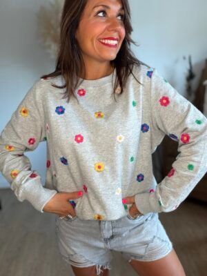 Sweat Marguerite multicolore - Modèle Manon