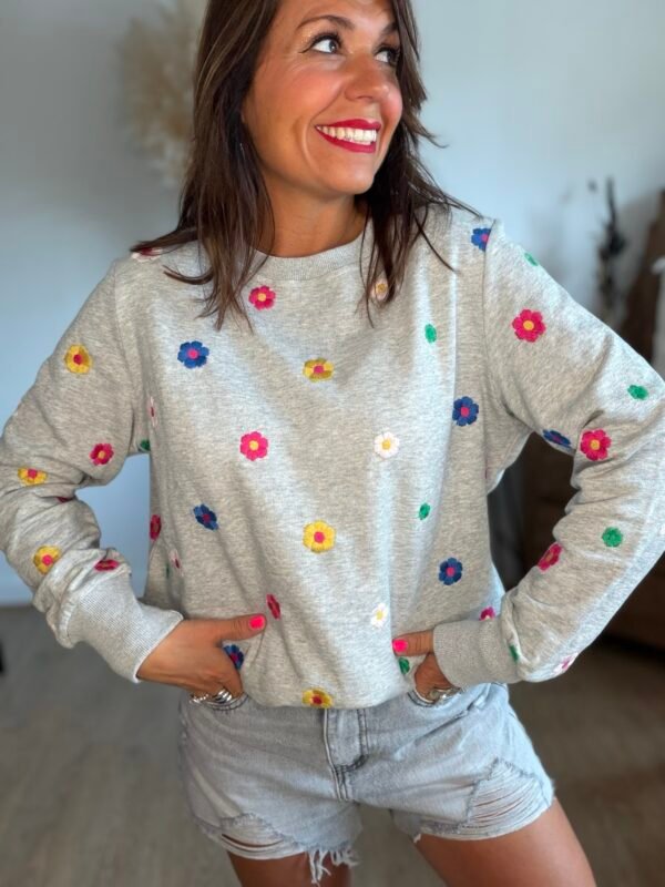 Sweat Marguerite multicolore - Modèle Manon