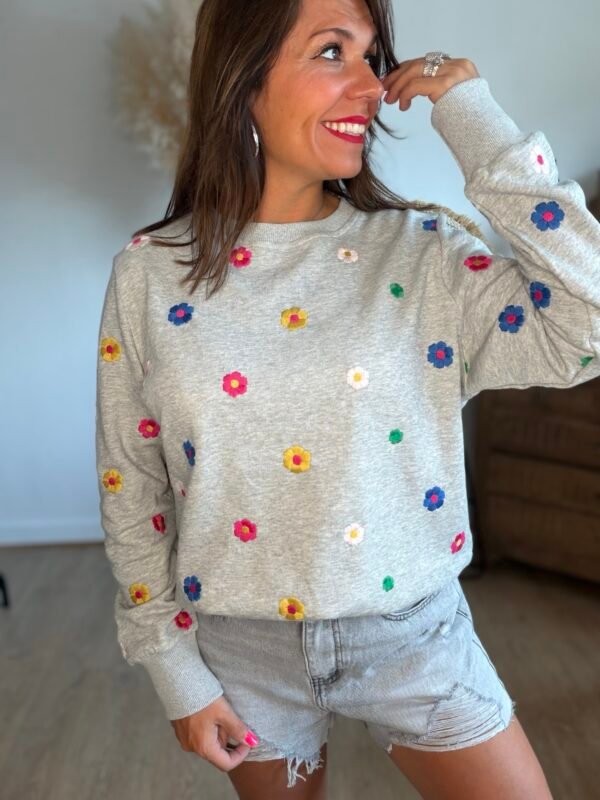Sweat Marguerite multicolore - Modèle Manon