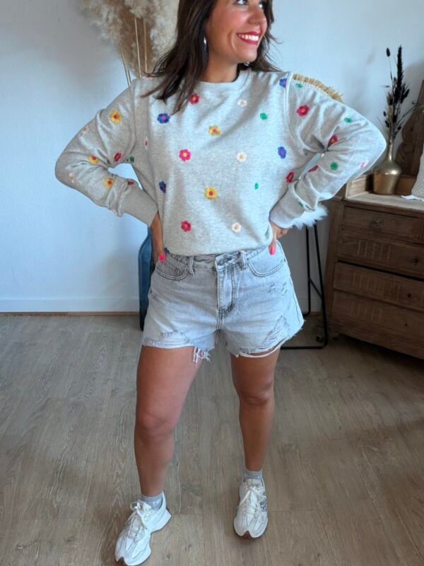 Short en jean gris destroy - Modèle Summer