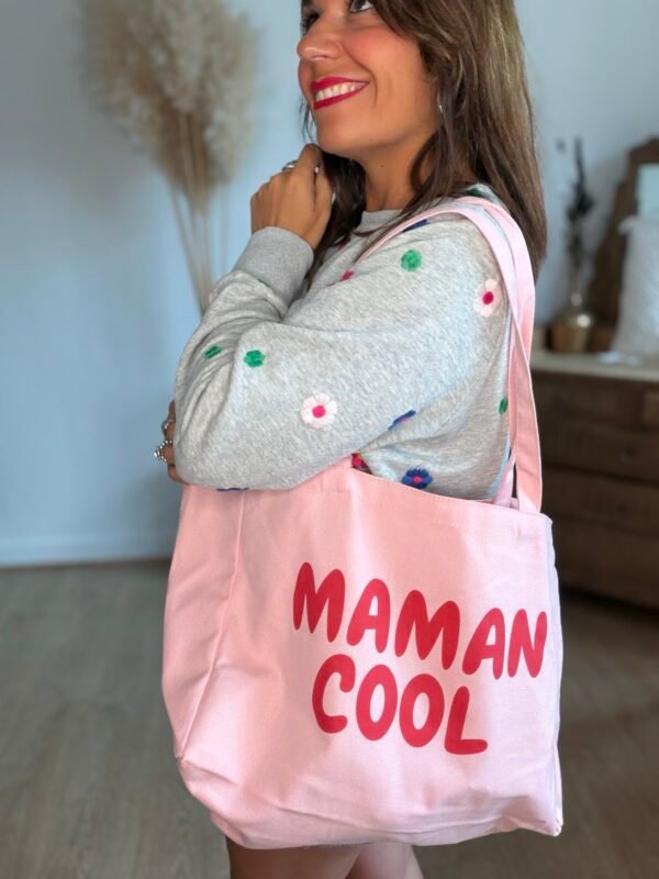 Sac cabas en toile rose - Modèle Maman cool
