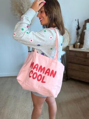 Sac cabas en toile rose - Modèle Maman cool
