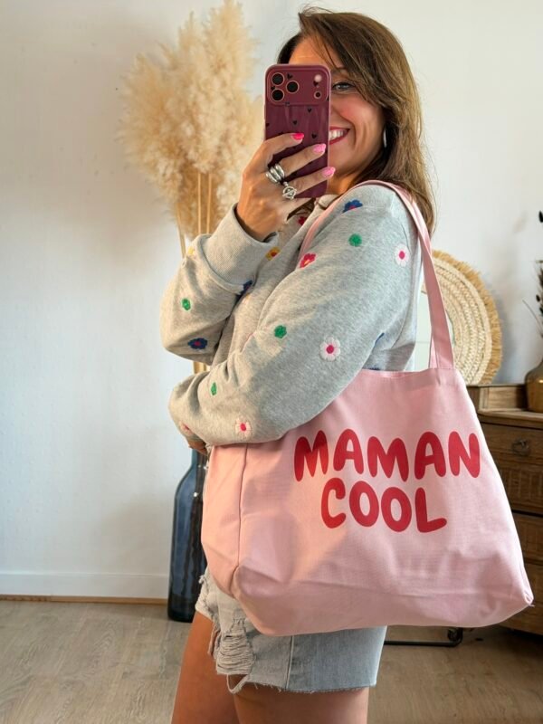 Sac cabas en toile rose - Modèle Maman cool
