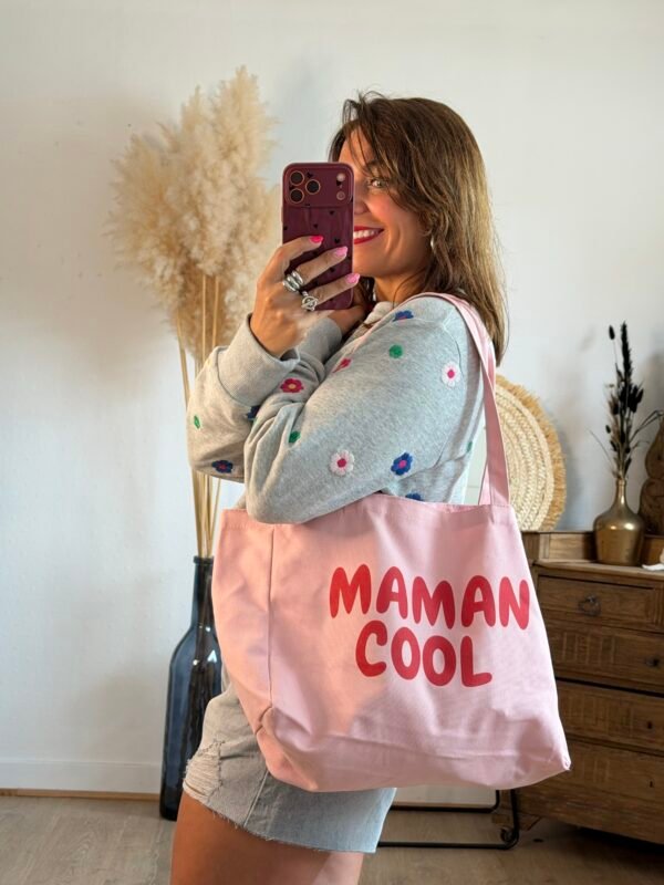 Sac cabas en toile rose - Modèle Maman cool