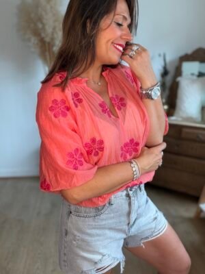 Blouse corail - modèle Louisa
