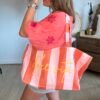Sac cabas rayé orange  - Modèle Dolce vita